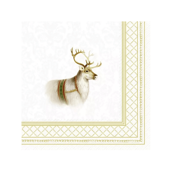 Ihr 10554 Classic Christmas Reindeer Cocktailservet Gold