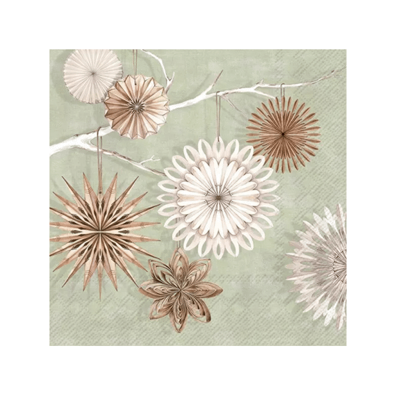 Ihr 10631 Paper Stars Lunchservet Lightgreen