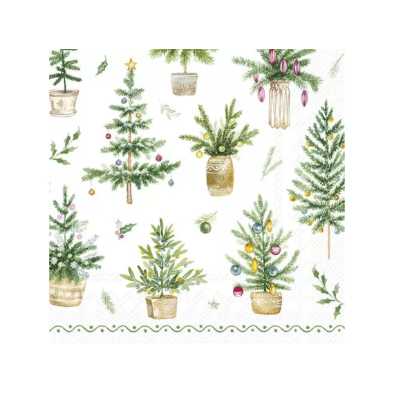 Ihr 10866 Festive Holidays Cocktailservet Green