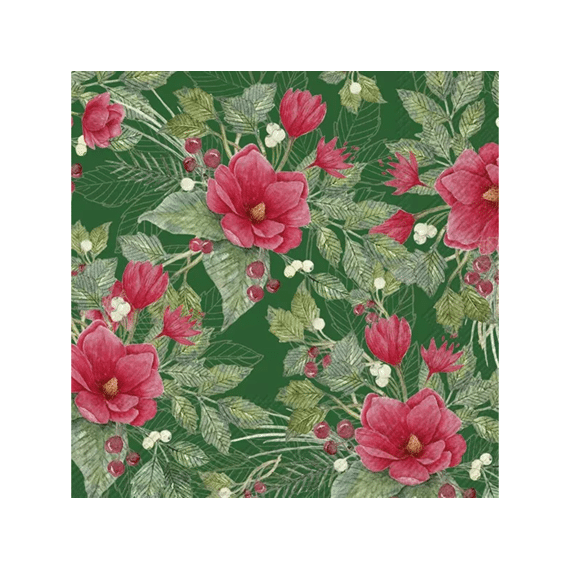 Ihr 10598 Christmas Flowers Lunchservet Green