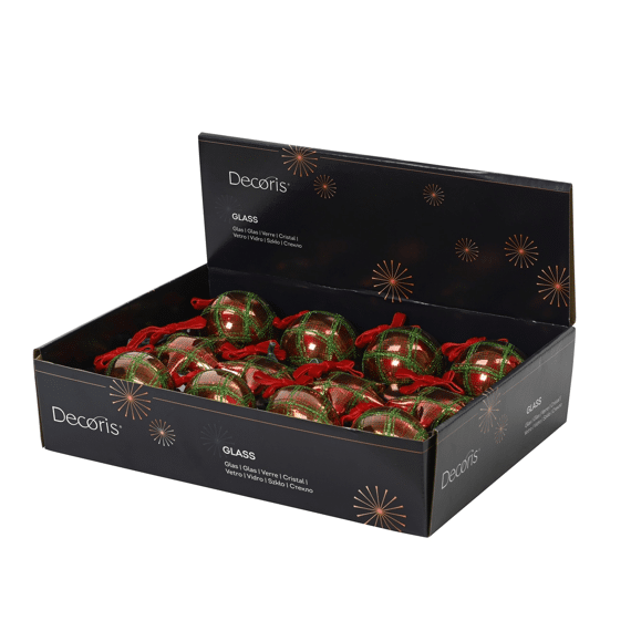 Decoris Kerstbal Glas 8cm Assortiment Prijs per stuk