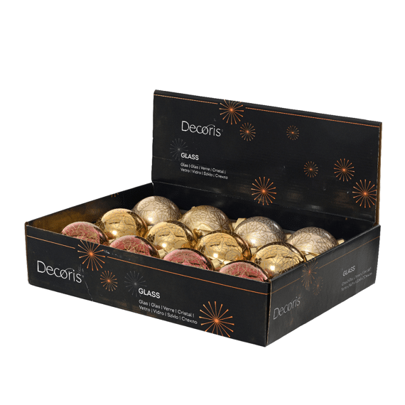 Decoris Kerstbal Glas 8 cm Assortiment Prijs per stuk