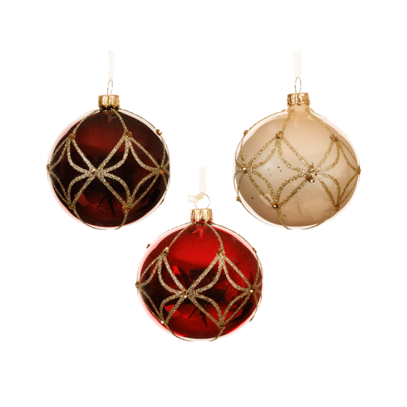 Decoris Kerstbal Glas 8 cm Assortiment Prijs per stuk