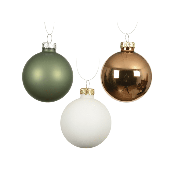 Decoris Kerstballen Set Glas 8cm 16 stuks Wolwit Multi