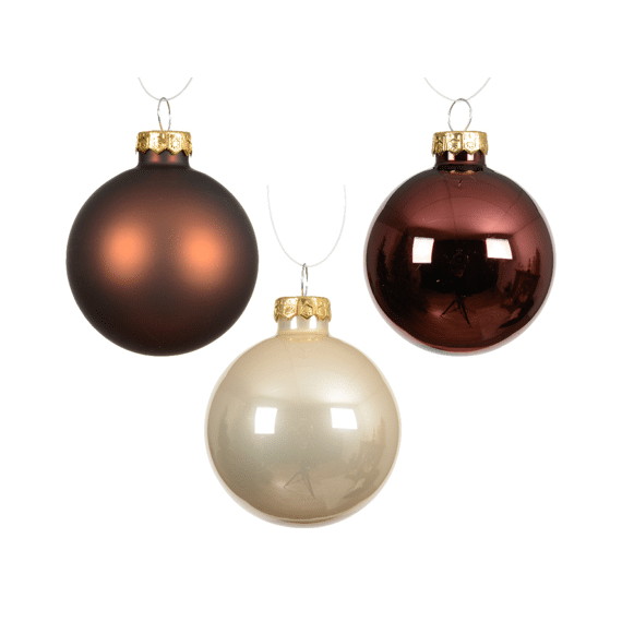 Decoris Kerstballen Set Glas 8cm bruin 16 stuks