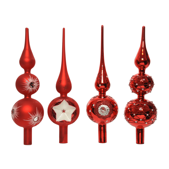 Decoris Piek Glas Kerstrood 31cm Assortiment Prijs per stuk