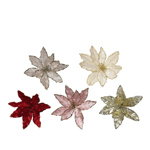 Decoris Poinsetta op Clip  28 cm Assortiment Prijs per stuk