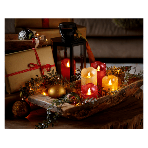 Lumineo Led Kaars Kerstrood/ Warm Wit 12.5cm