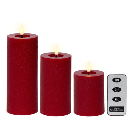 Lumineo Kaarsenset Led Rood /Warm Wit 3stuks