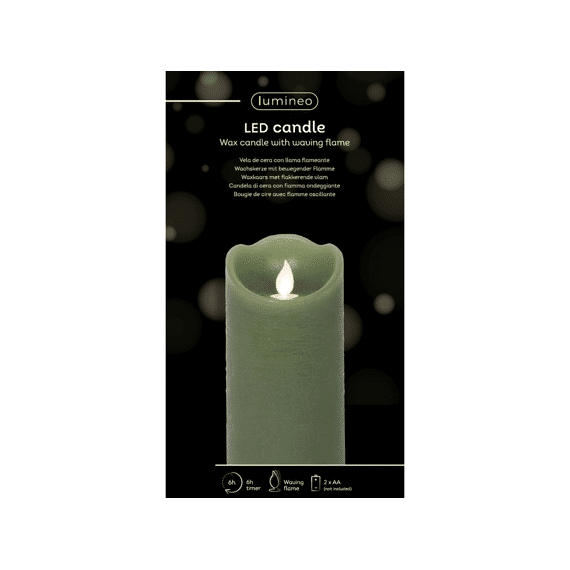Lumineo Ledkaars Groen 15cm Warm Wit