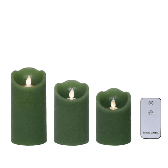 Lumineo Kaarsenset Led Groen /Warm Wit 3stuks