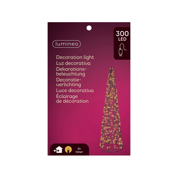 Lumineo Kegel Ledverlichting 60 cm 300 Leds Klassiek Warm