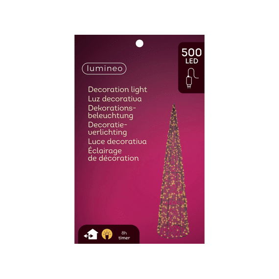 Lumineo Kegel Ledverlichting 80 cm 500 Leds Klassiek Warm