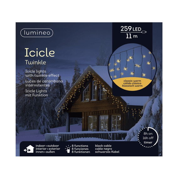Lumineo Ijspegelverlichting 259 Leds 11m Twinkle Klassiek Warm