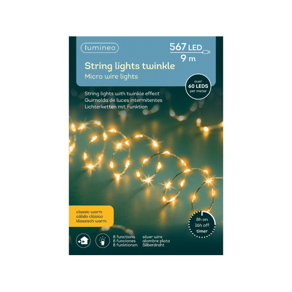 Lumineo Lichtsnoer Micro Led Extra Dense Twinkle Classic Warm