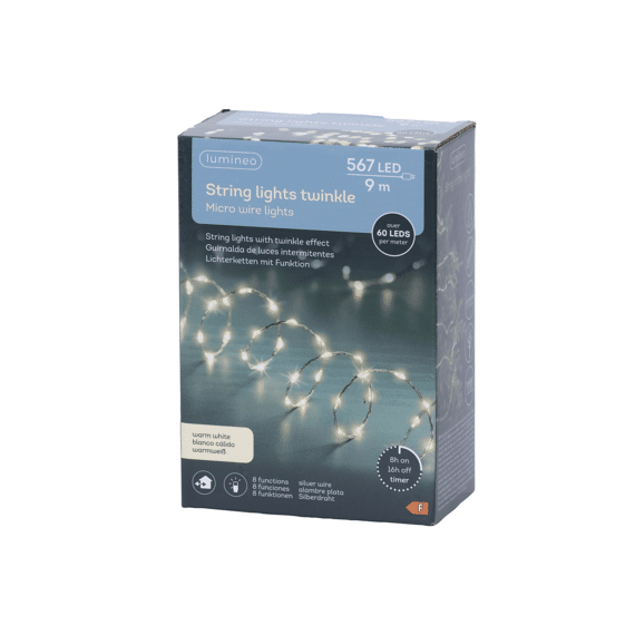 Lumineo Strengverlichting 567 Leds 9m Twinkle Warm Wit