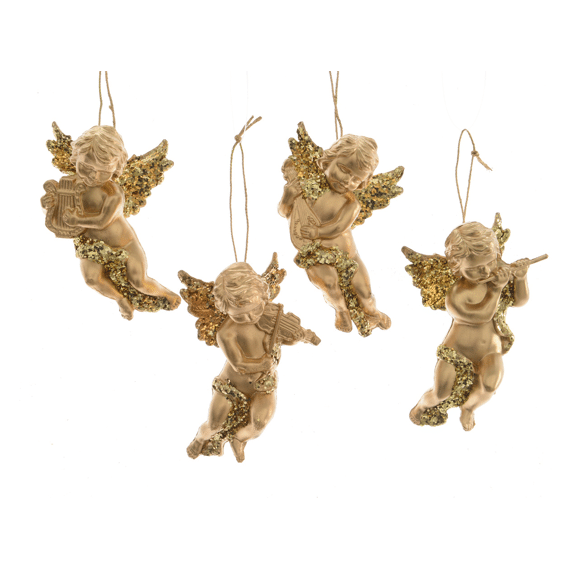 Decoris Kersthanger Engel Goud 10cm Assortiment Prijs per stuk