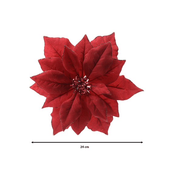 Decoris Poinsettia Op Clip Rood 24cm