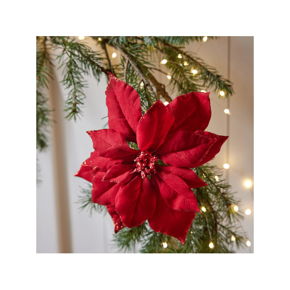 Decoris Poinsettia Op Clip Rood 24cm