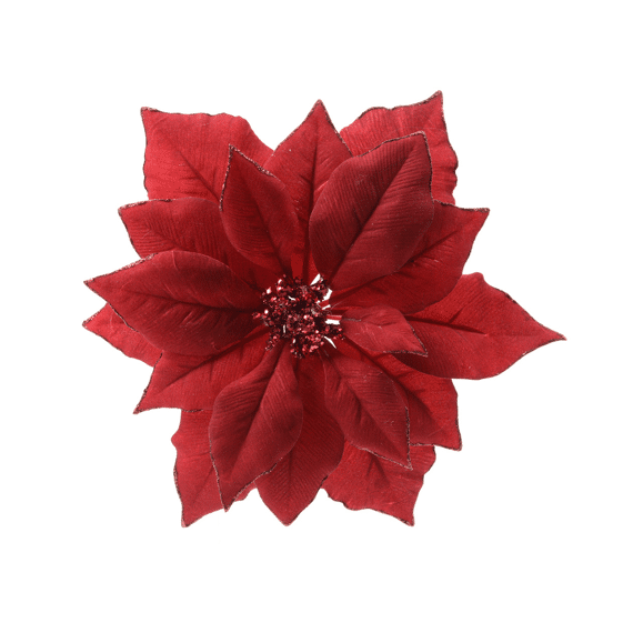 Decoris Poinsettia Op Clip Rood 24cm