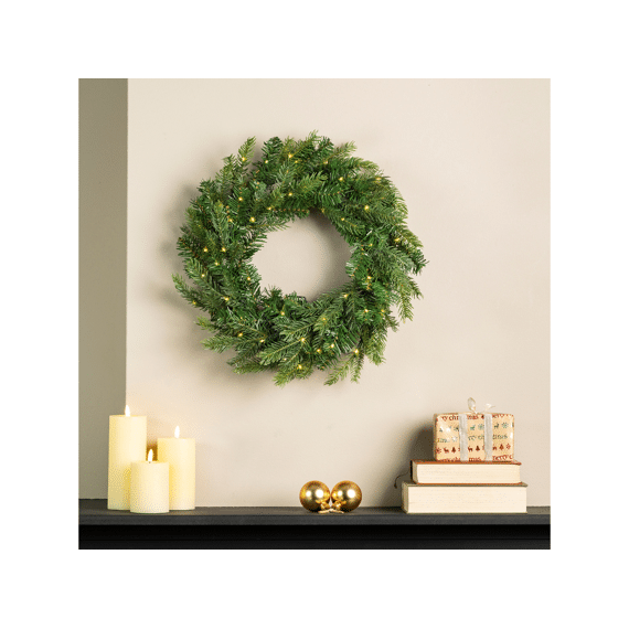 Everlands Kerstkrans Micro Led 50cm Groen / Warm White