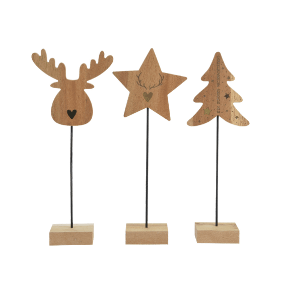 Decoris Kerstfiguur Acaciahout 36cm Assortiment Prijs per stuk