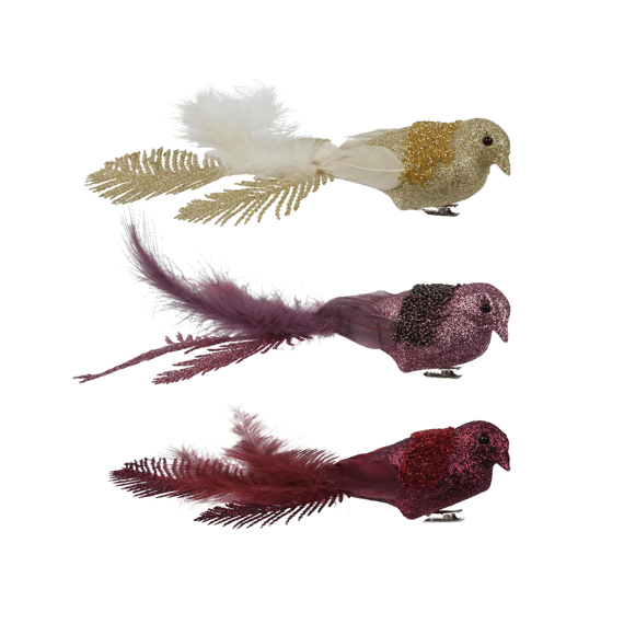 Decoris Vogel Op Clip 22cm Assortiment Prijs per stuk