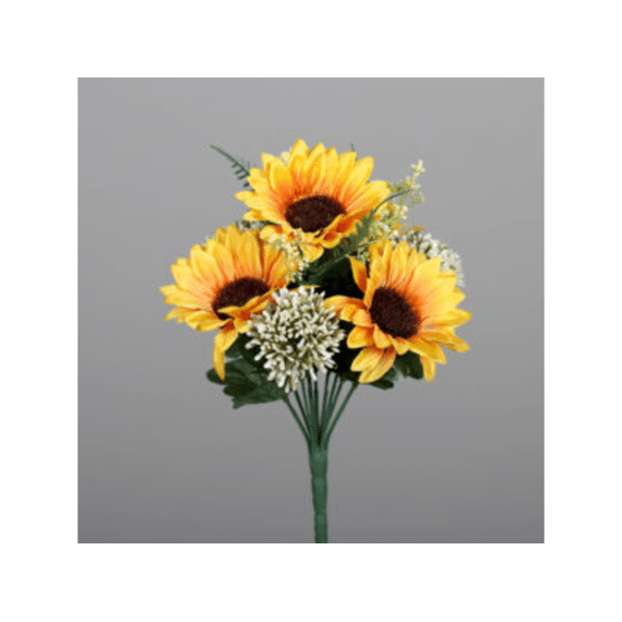 Zonnebloemen-mix-boeket Met Drie Zonnebloemen En Drie Allium 29 Cm