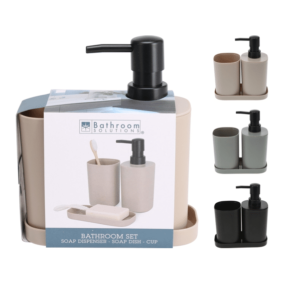 Badkamerset Kunststof Set Van 3 Stuks - 3 Kleuren Assortiment  150x73xh165mm