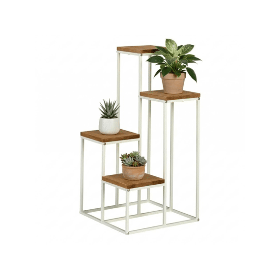 Bloempottafel Wit Met Hout