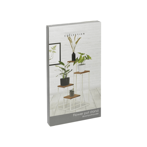 Bloempottafel Wit Met Hout