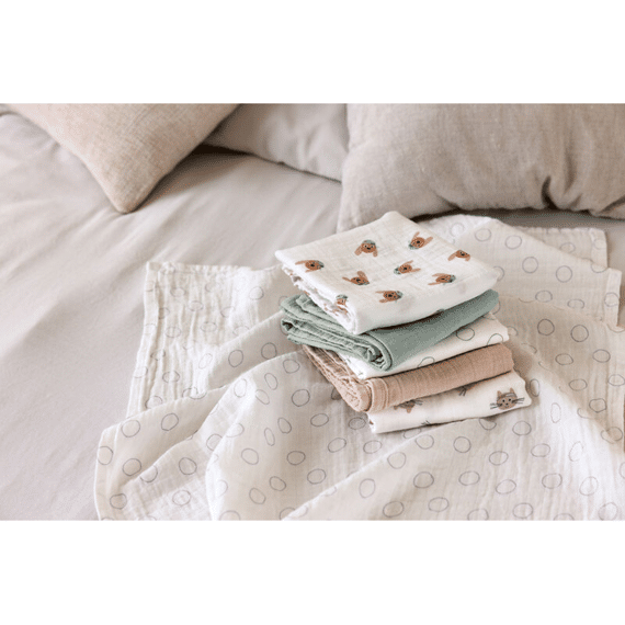 Lassig Swaddle 3stuks Tiny Team Cat 60x60cm