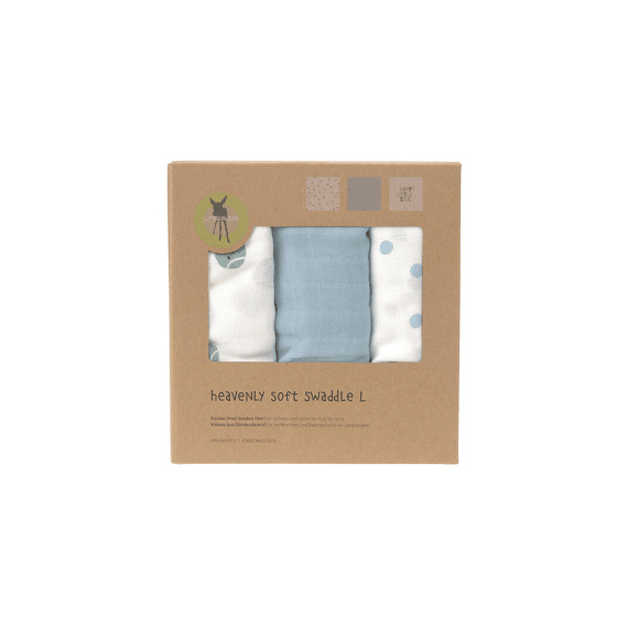 Lassig Heavenly Soft Swaddle 3 Stuks Tiny Team Pale Blue