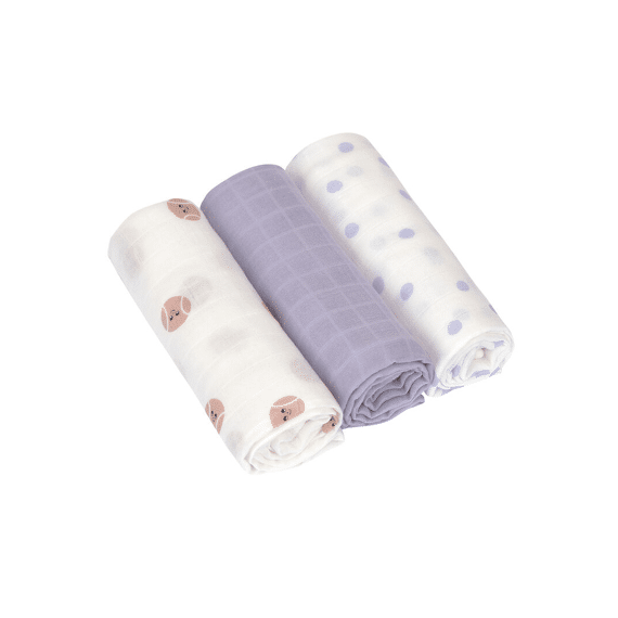 Lassig Heavenly Soft Swaddle 3 Stuks Tiny Team Pastel Lilac