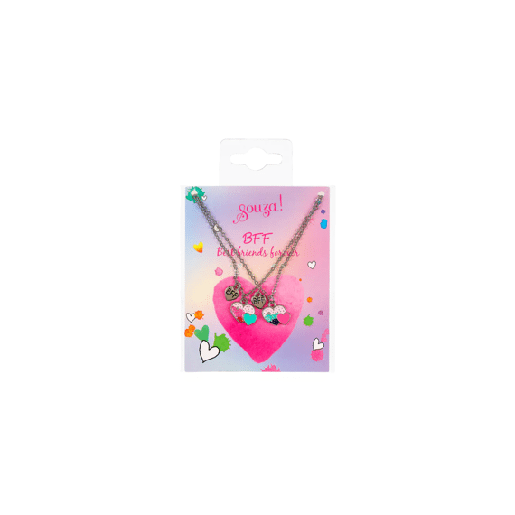 Souza Ketting Bff Hearts Roze Groen (2 Stuks/kaartje)