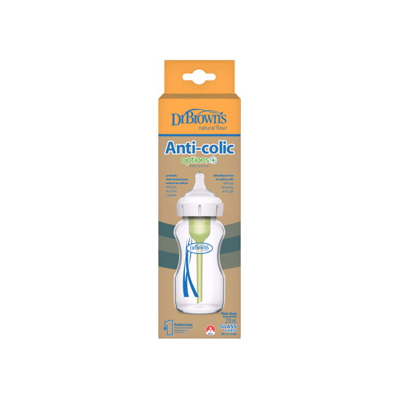 Dr. Brown's Zuigfles Glas Breed Anti-colic 270ml Options+