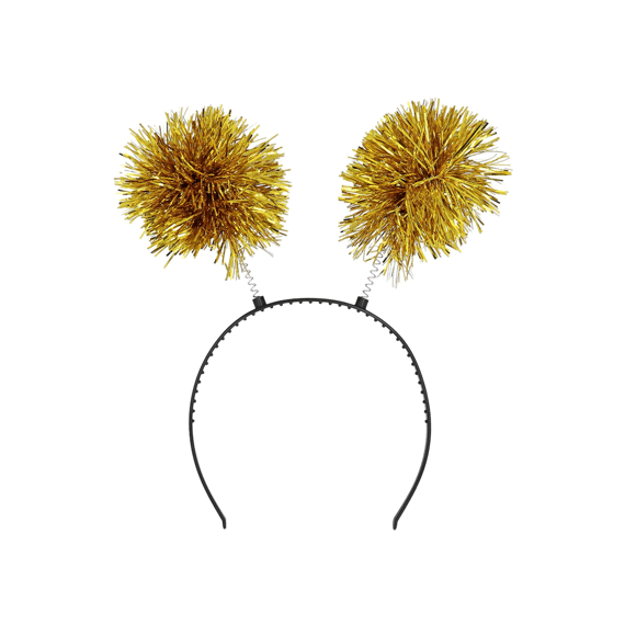Diadeem Tinsel Pompoms Goud