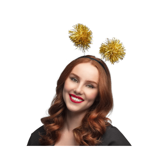 Diadeem Tinsel Pompoms Goud