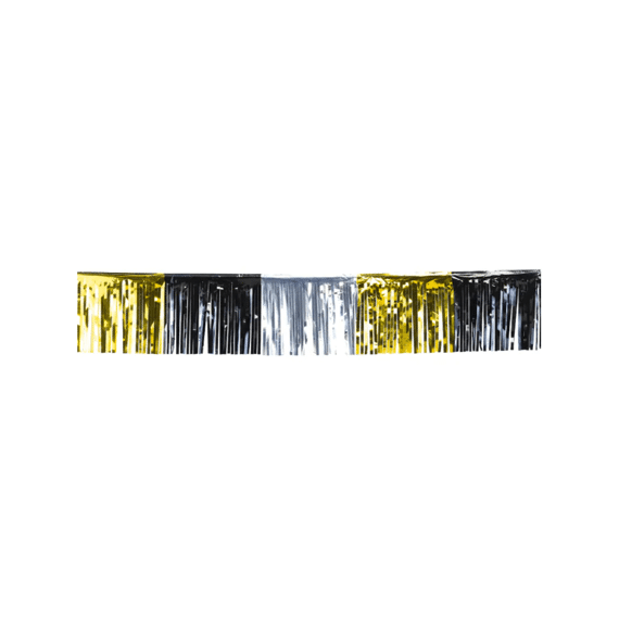 Metallic Franjeslinger Goud/zilver/zwart 6meter