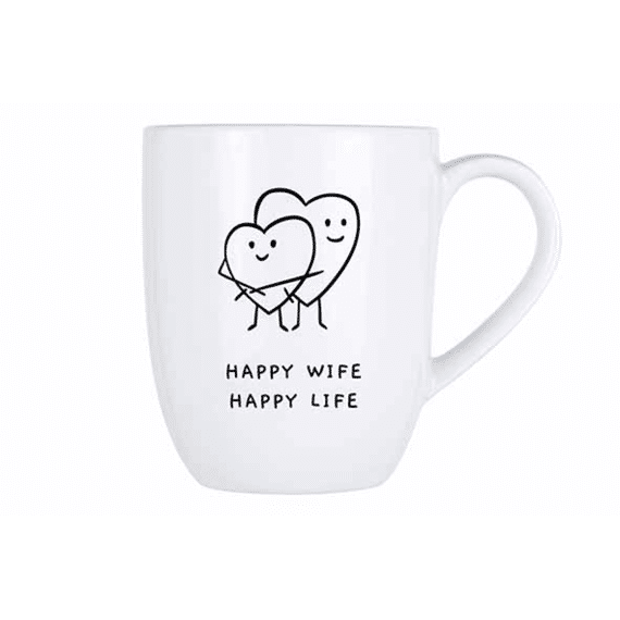 Cosy Mug 53cl Happy Wife - Happy Life D9,8xh11,9cm