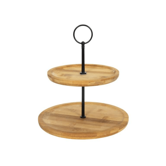 Etagere 2-laags Bamboe Ø16,5cm/ø21,5cm