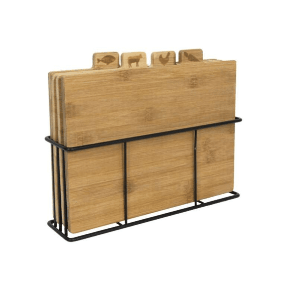 Snijplank Bamboe 4x In Met/rek Zwart 29,5x12x6,8cm