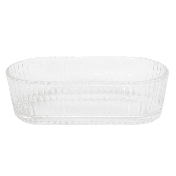 Schaaltje Ovaal Lines Clear 17x8x5cm