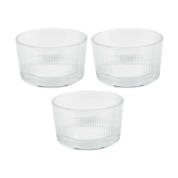 Schaaltjes Lines Ø8,5x5cm Glas Set van 3
