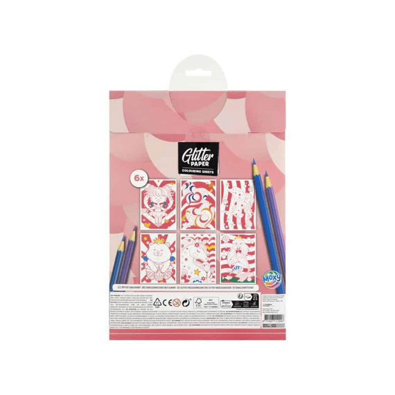 Glitterpapier Gekleurd A4 6st Assortiment