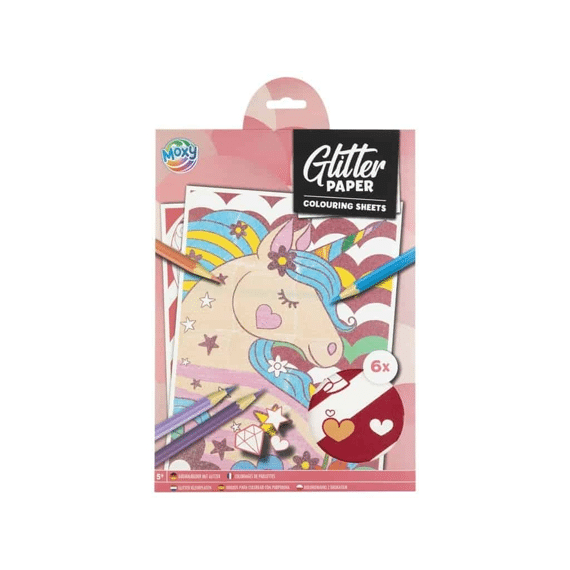 Glitterpapier Gekleurd A4 6st Assortiment