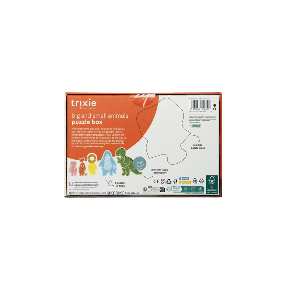 Trixie Toys Puzzelbox Grote En Kleine Dieren 5 Puzzels