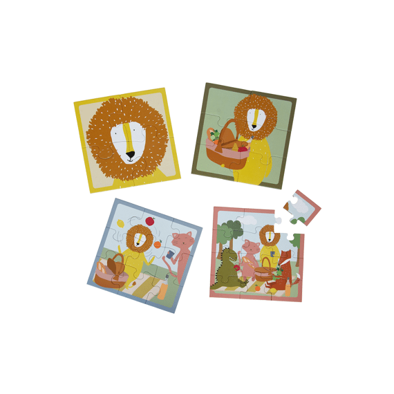 Trixie Toys Puzzelbox Picknick Dieren 4 Puzzels