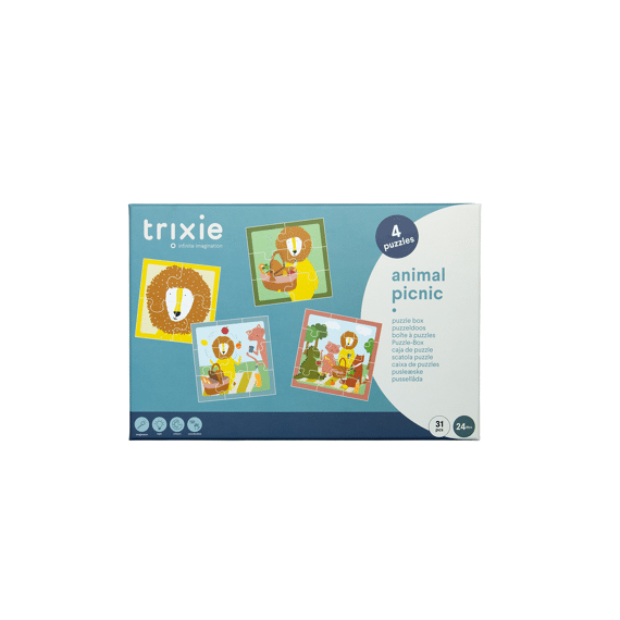 Trixie Toys Puzzelbox Picknick Dieren 4 Puzzels
