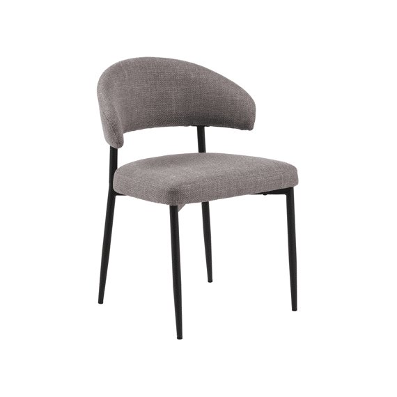 Edina Eetkamerstoel Stof Lichtgrijs-bruin Zwarte Stalen Poten